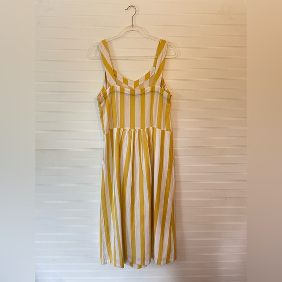 Joules Yellow White Stripe V-neck Jumper Sundress Size US 8 Cottagecore - Picture 3 of 6
